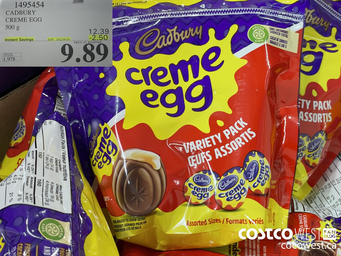 1495454 CADBURY CREME EGG 500 g ($2.50 INSTANT SAVINGS EXPIRES ON 2022-04-10) $9.89