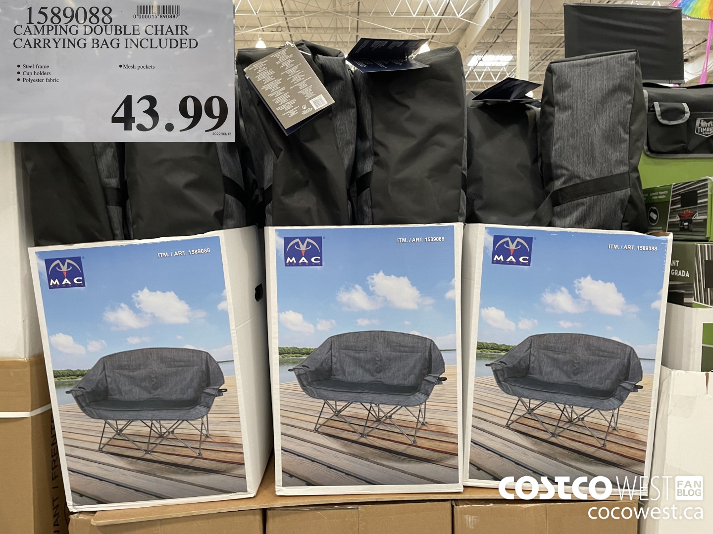 1589088 CAMPING DOUBLE CHAIR CARRYING BAG INCLUDED $43.99