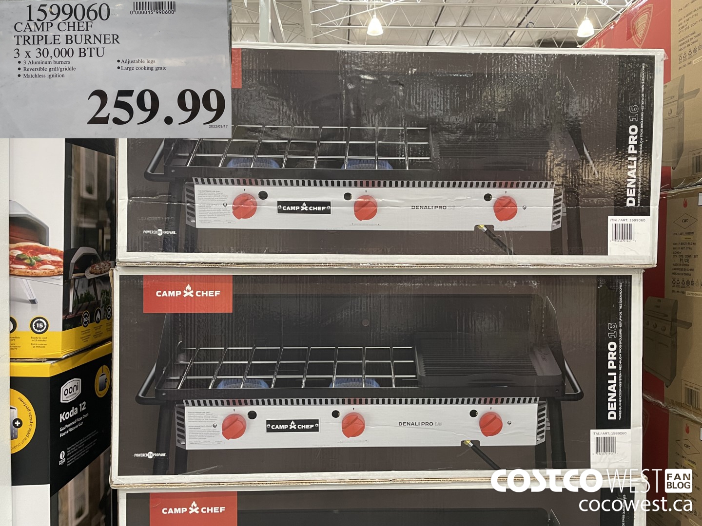 1599060 CAMP CHEF TRIPLE BURNER 3 x 30,000 BTU $259.99