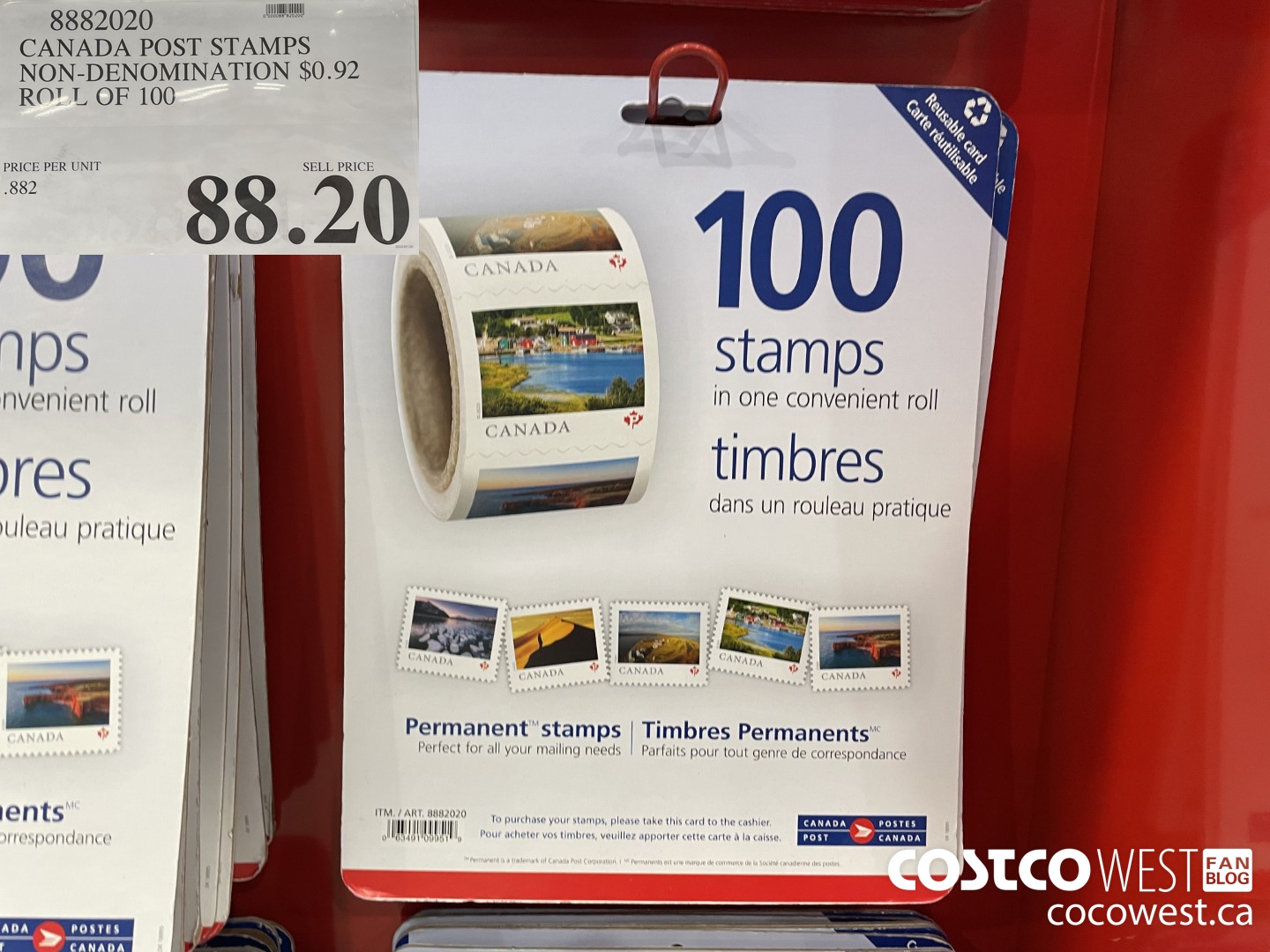 8882020 CANADA POST STAMPS NON-DENOMINATION $0.92 ROLL OF 100 $88.20