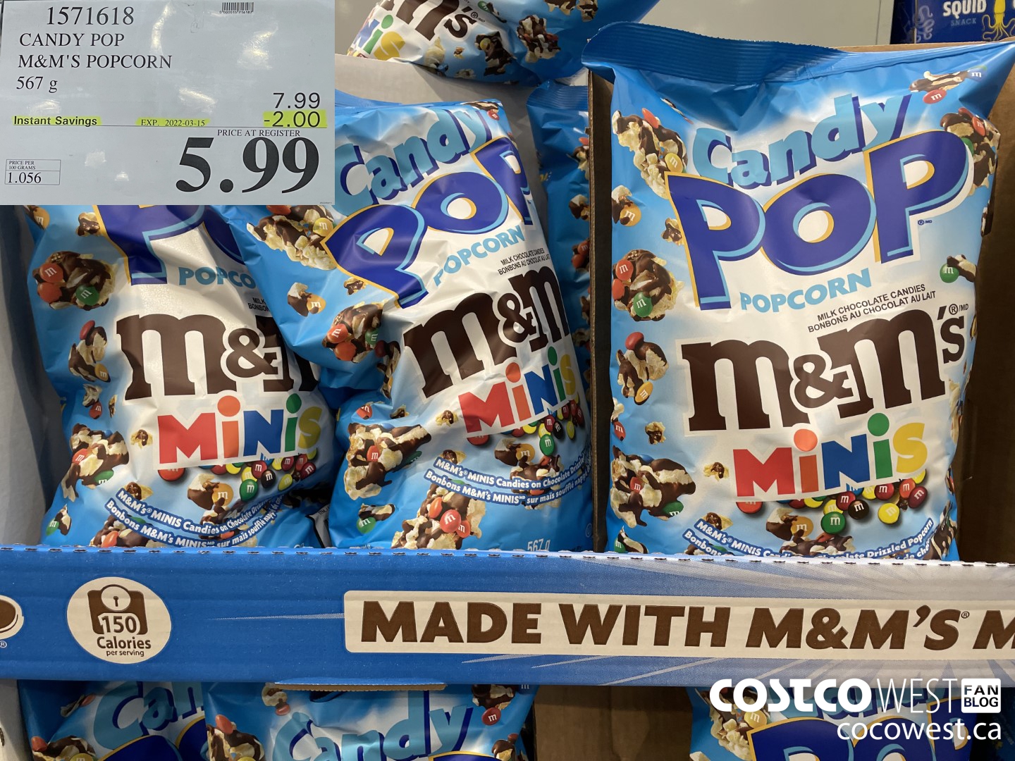 1571618 CANDY POP M&M'S POPCORN 567 g ($2.00 INSTANT SAVINGS EXPIRES ON 2022-03-15) $5.99