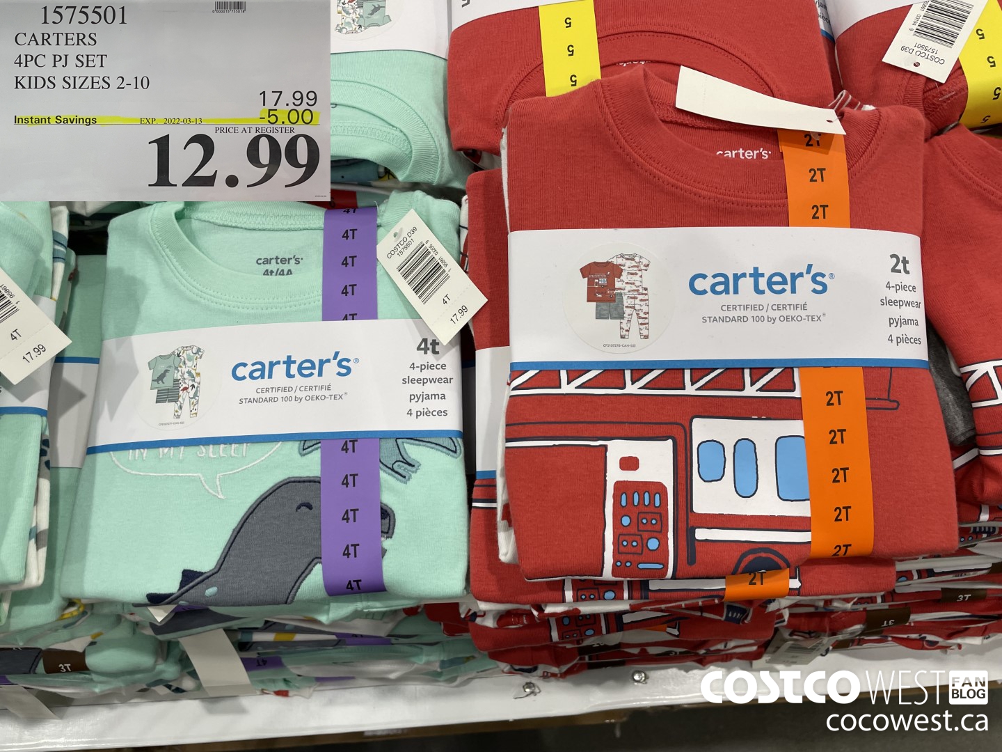 1575501 CARTERS 4PC PJ SET KIDS SIZES 2-10  ($5.00 INSTANT SAVINGS EXPIRES ON 2022-03-13) $12.99