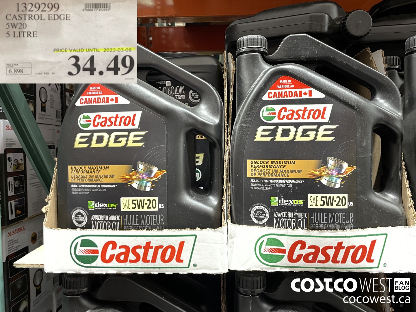 1329299 CASTROL EDGE 5W20 5 LITRE (EXPIRES ON 2022-03-09) $34.49