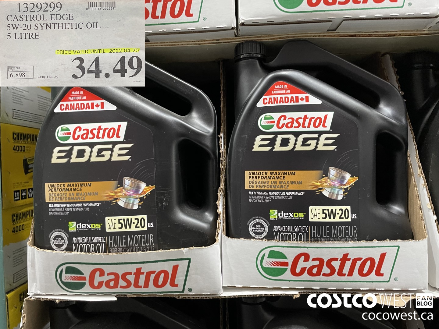 1329299 CASTROL EDGE 5W20 5 LITRE (EXPIRES ON 2022-04-20) $34.49
