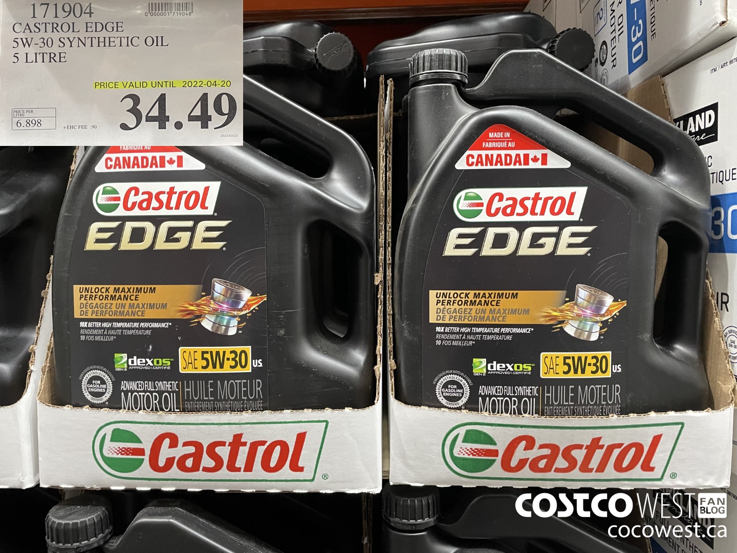 171904 CASTROL EDGE 5W30 5 LITRES  (EXPIRES ON 2022-04-20) $34.49