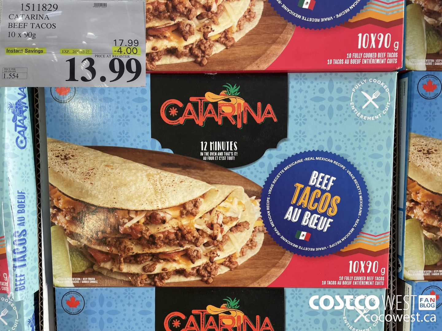 1511829 CATARINA BEEF TACOS 10 x 90g  ($4.00 INSTANT SAVINGS EXPIRES ON 2022-03-27) $13.99