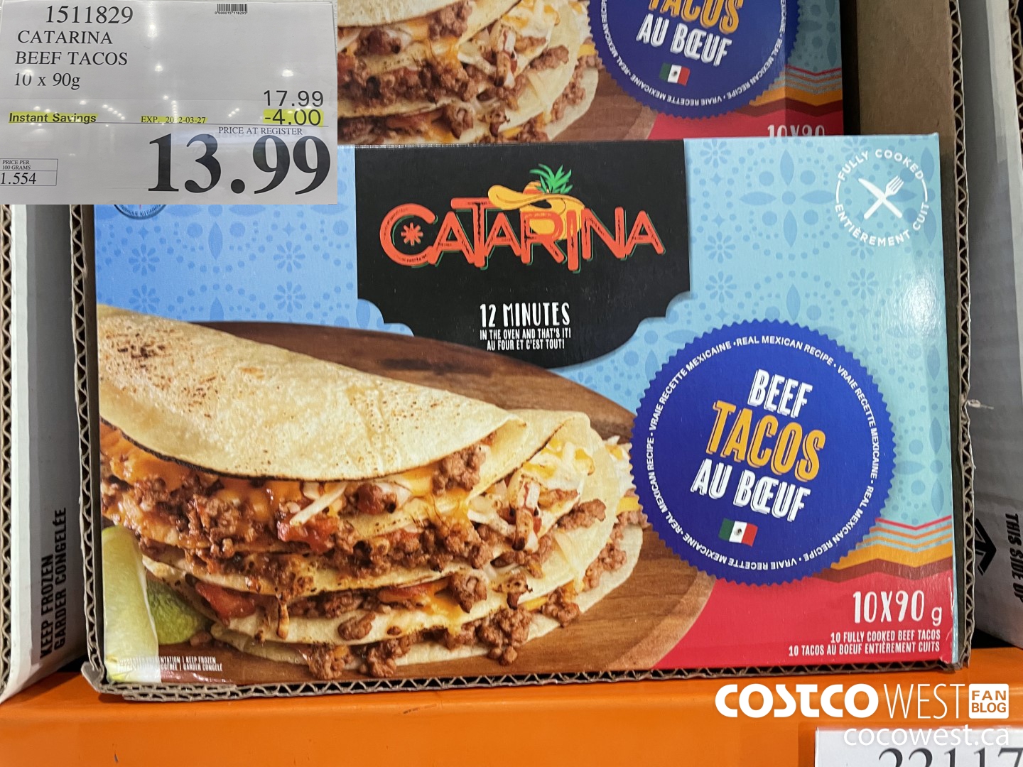 1511829 CATARINA BEEF TACOS 10 x 90g  ($4.00 INSTANT SAVINGS EXPIRES ON 2022-03-27) $13.99