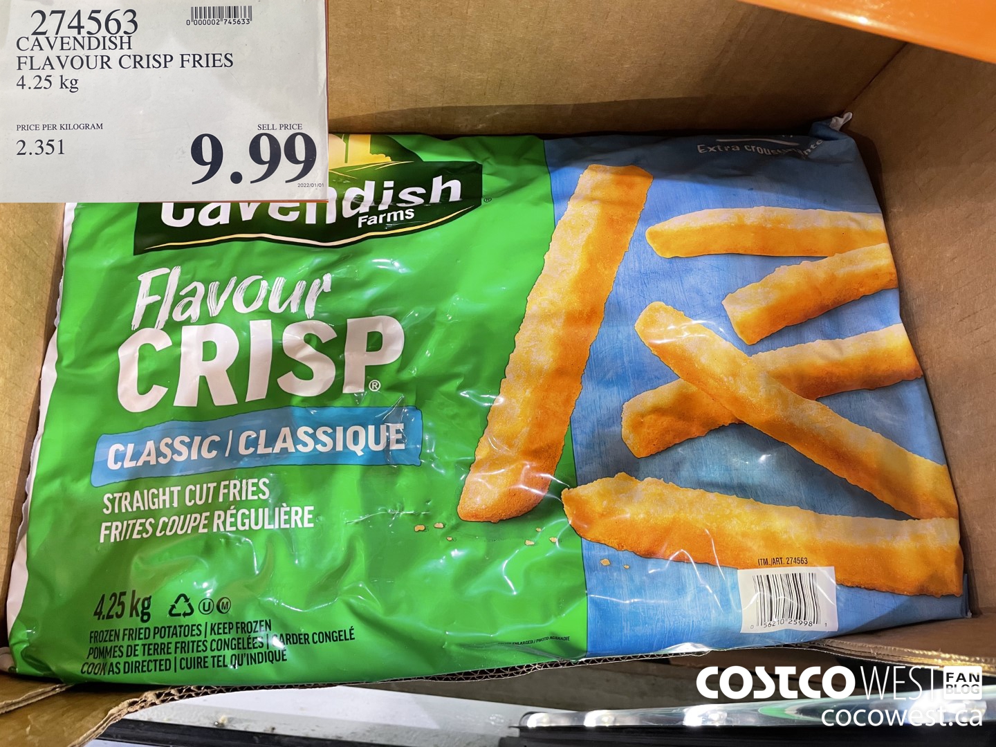 274563 CAVENDISH CRISPY COATED FRIES 4.25 KG $9.99