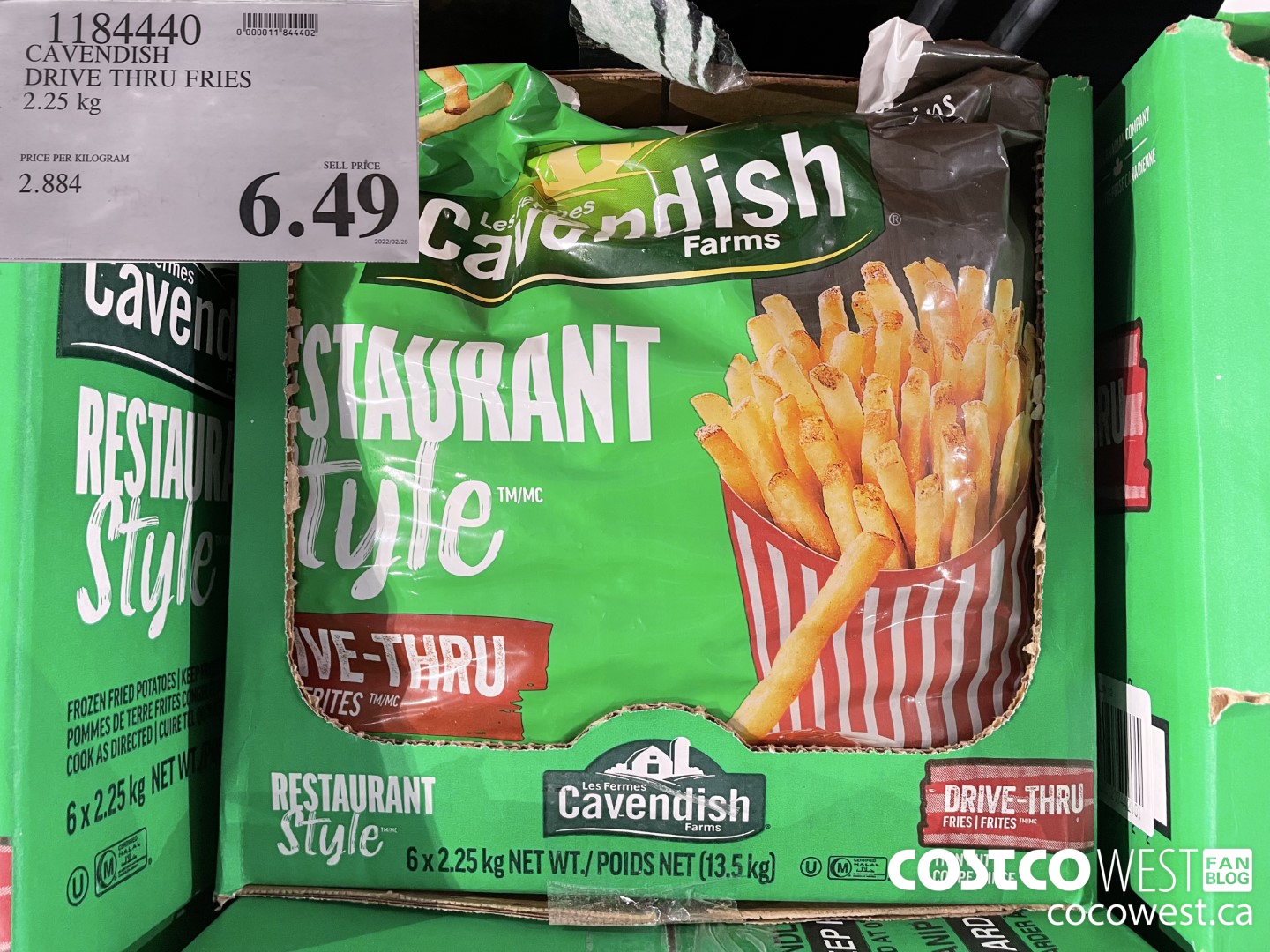 1184440 CAVENDISH DRIVE THRU FRIES 2.25 kg $6.49
