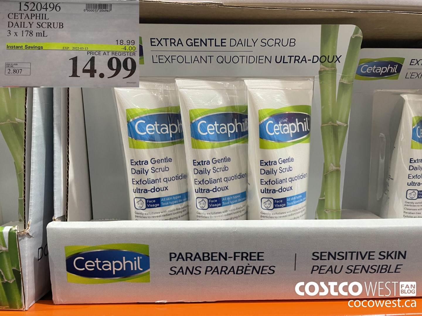 1520496 CETAPHIL DAILY SCRUB 3 x 178 mL ($4.00 INSTANT SAVINGS EXPIRES ON 2022-03-13) $14.99