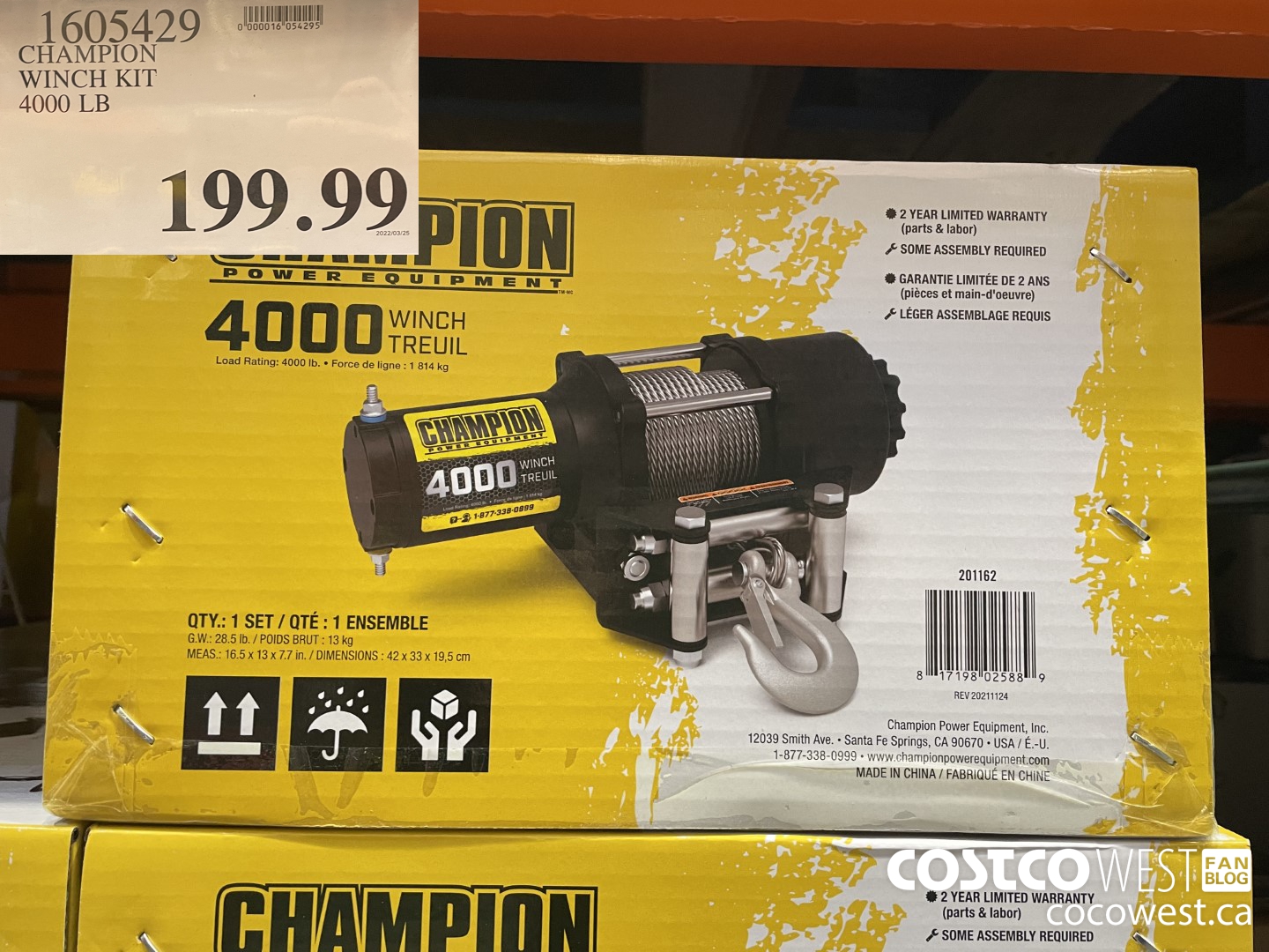 1605429 CHAMPION WINCH KIT 4000 LB $199.99