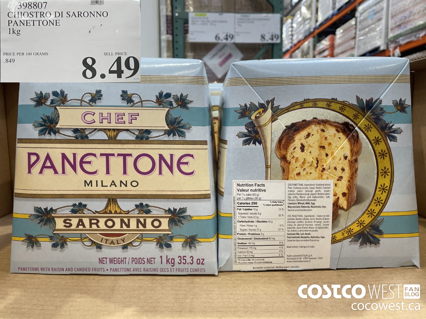 398807 CHIOSTRO DI SARONNO PANETTONE 1 kg $8.49