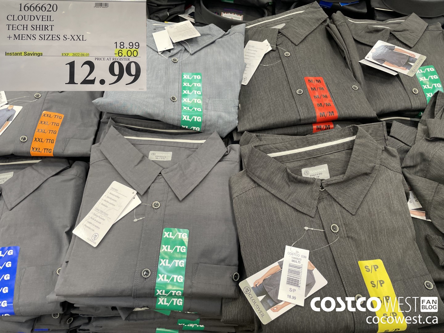 1666620 CLOUDVEIL TECH SHIRT MENS SIZES S-XXL  ($6.00 INSTANT SAVINGS EXPIRES ON 2022-04-03) $12.99