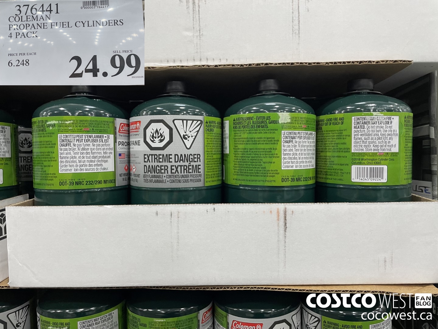 376441 COLEMAN PROPANE FUEL CYLINDERS PACK OF 4 $24.99