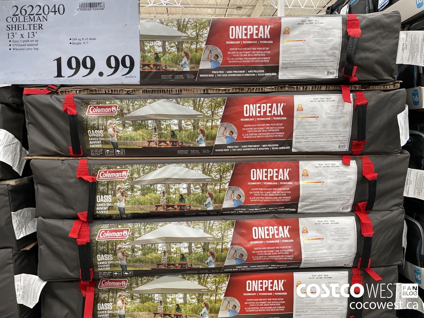 2622040 COLEMAN SHELTER 13' x 13'  $199.99