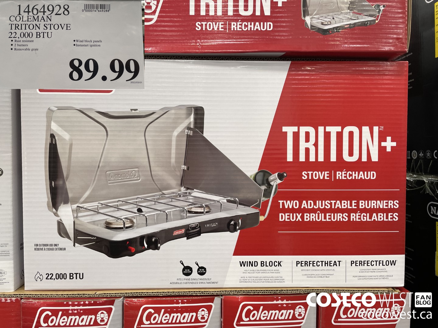 1464928 COLEMAN TRITON STOVE 22,000 BTU $89.99