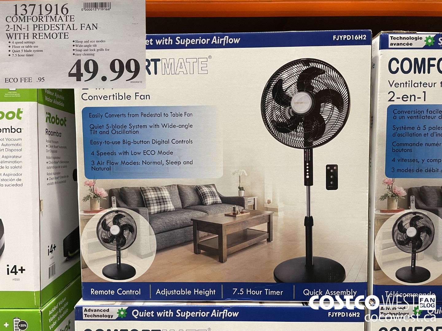 1371916 COMFORTMATE 2-IN-1 PEDESTAL FAN WITH REMOTE $49.99