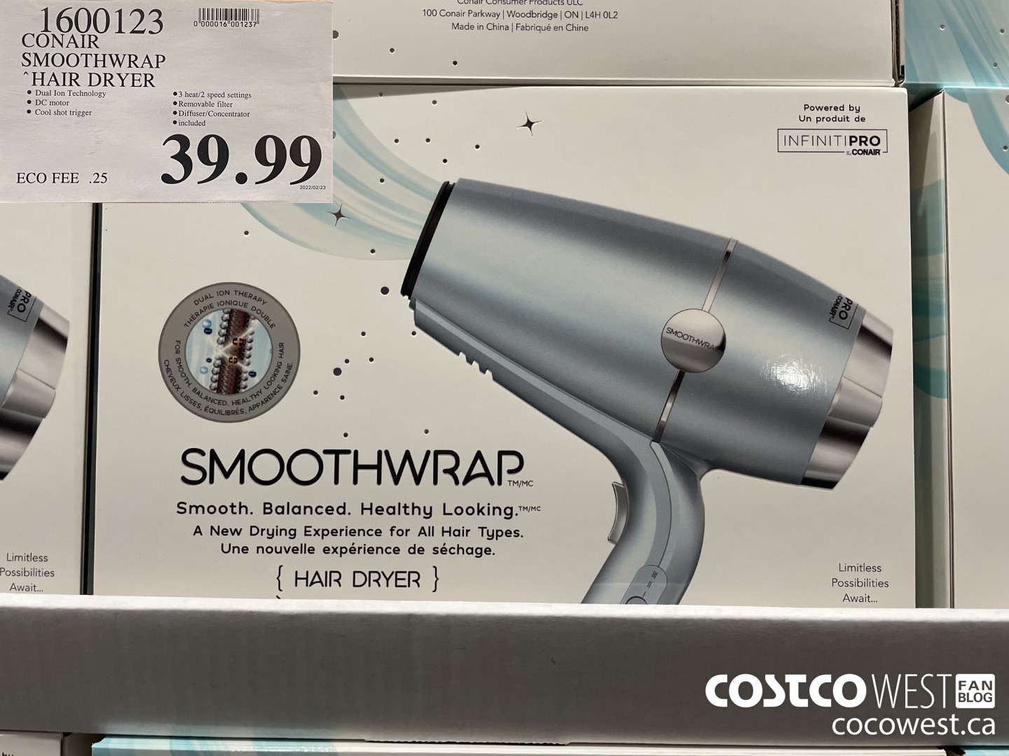 1600123 CONAIR SMOOTHWRAP HAIR DRYER $39.99