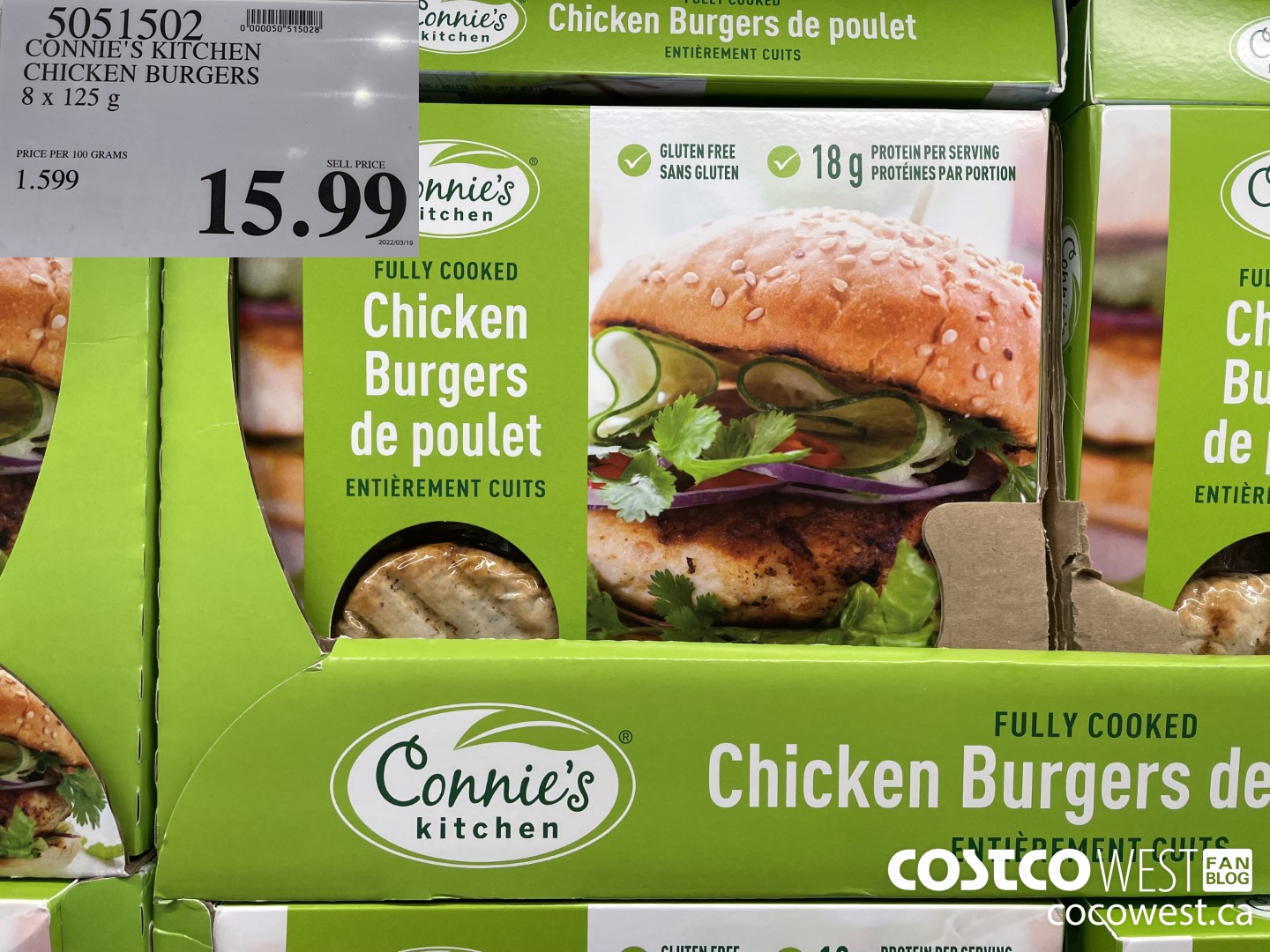 5051502 CONNIE'S KITCHEN CHICKEN BURGERS 8 x 125 g $15.99