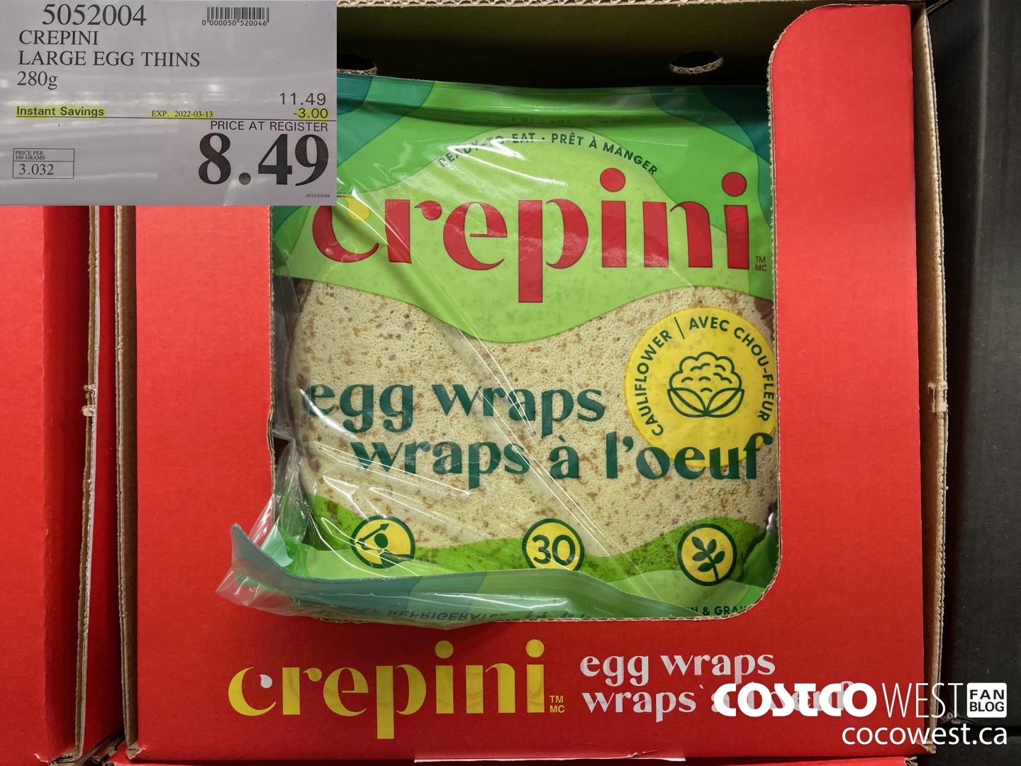 5052004 CREPINI LARGE EGG THINS 280g ($3.00 INSTANT SAVINGS EXPIRES ON 2022-03-13) $8.49