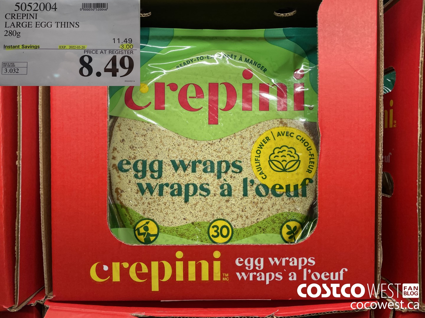 5052004 CREPINI LARGE EGG THINS 280g ($3.00 INSTANT SAVINGS EXPIRES ON 2022-03-20) $8.49