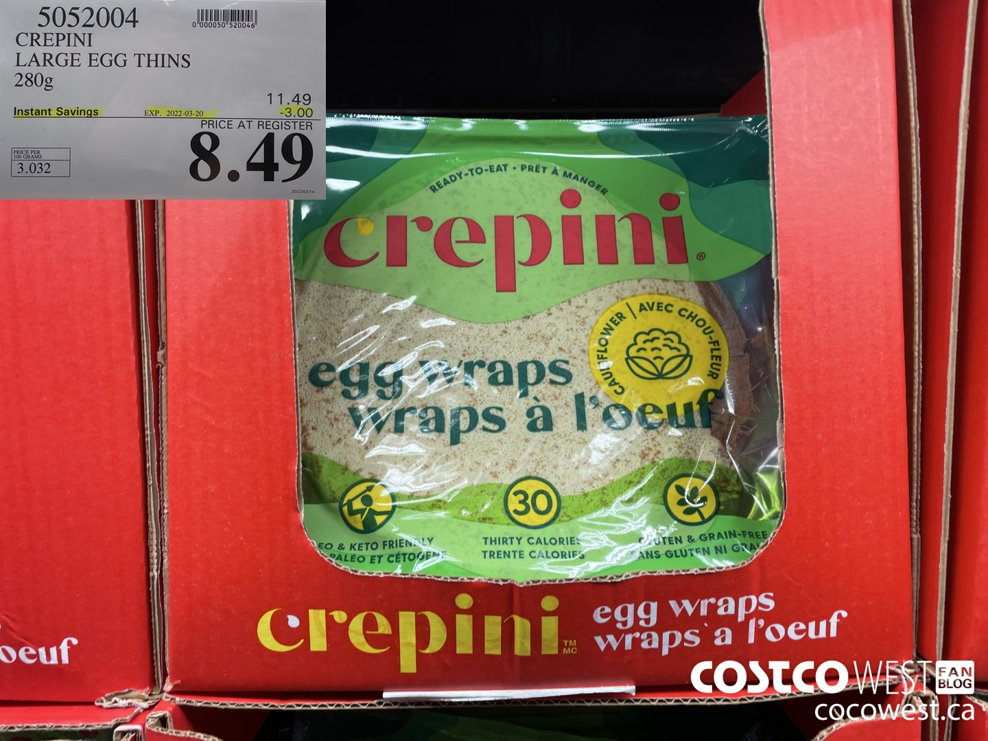 5052004 CREPINI LARGE EGG THINS 280g ($3.00 INSTANT SAVINGS EXPIRES ON 2022-03-20) $8.49