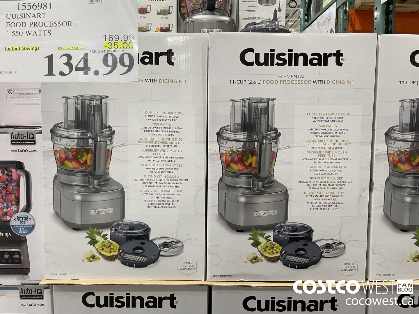 1556981 CUISINART FOOD PROCESSOR 550 WATTS ($35.00 INSTANT SAVINGS EXPIRES ON 2022-03-27) $134.99