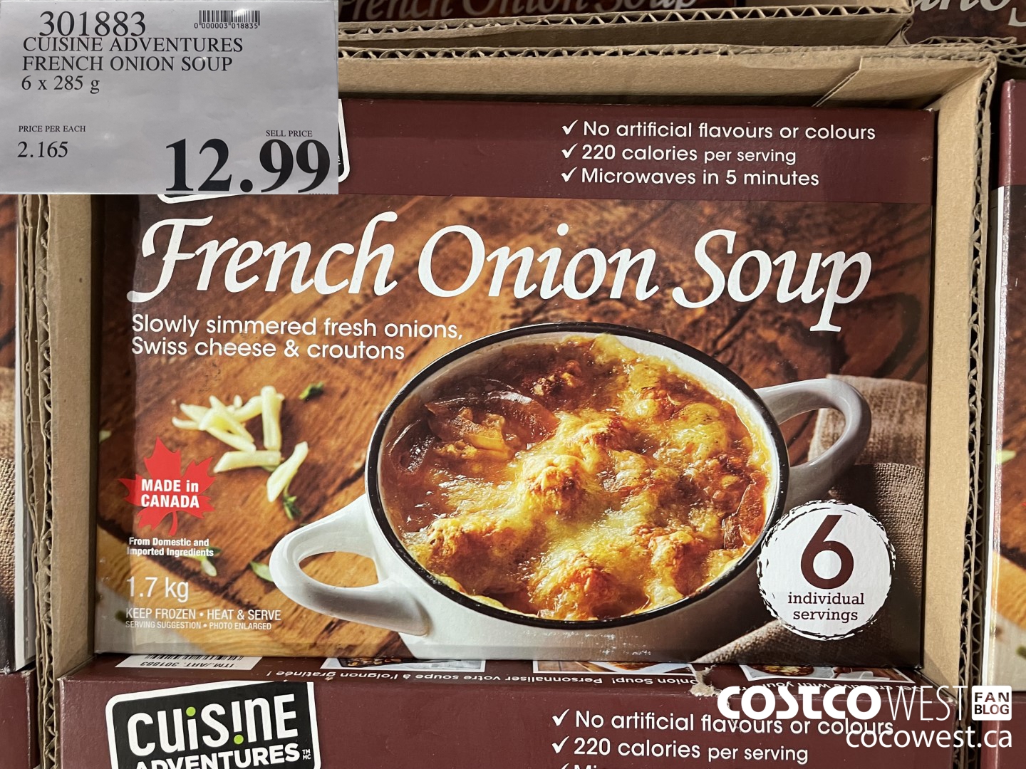 301883 CUISINE ADVENTURES FRENCH ONION SOUP 6 X 285 G $12.99