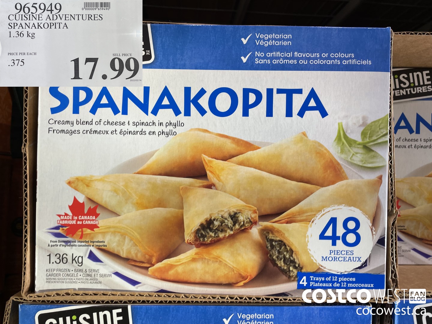 965949 CUISINE ADVENTURES SPANAKOPITA 1.36 kg $17.99