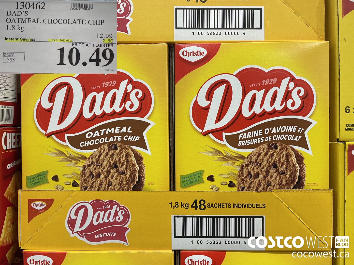 130462 DAD'S OATMEAL CHOCOLATE CHIP 1.8 KG ($2.50 INSTANT SAVINGS EXPIRES ON 2022-03-20) $10.49