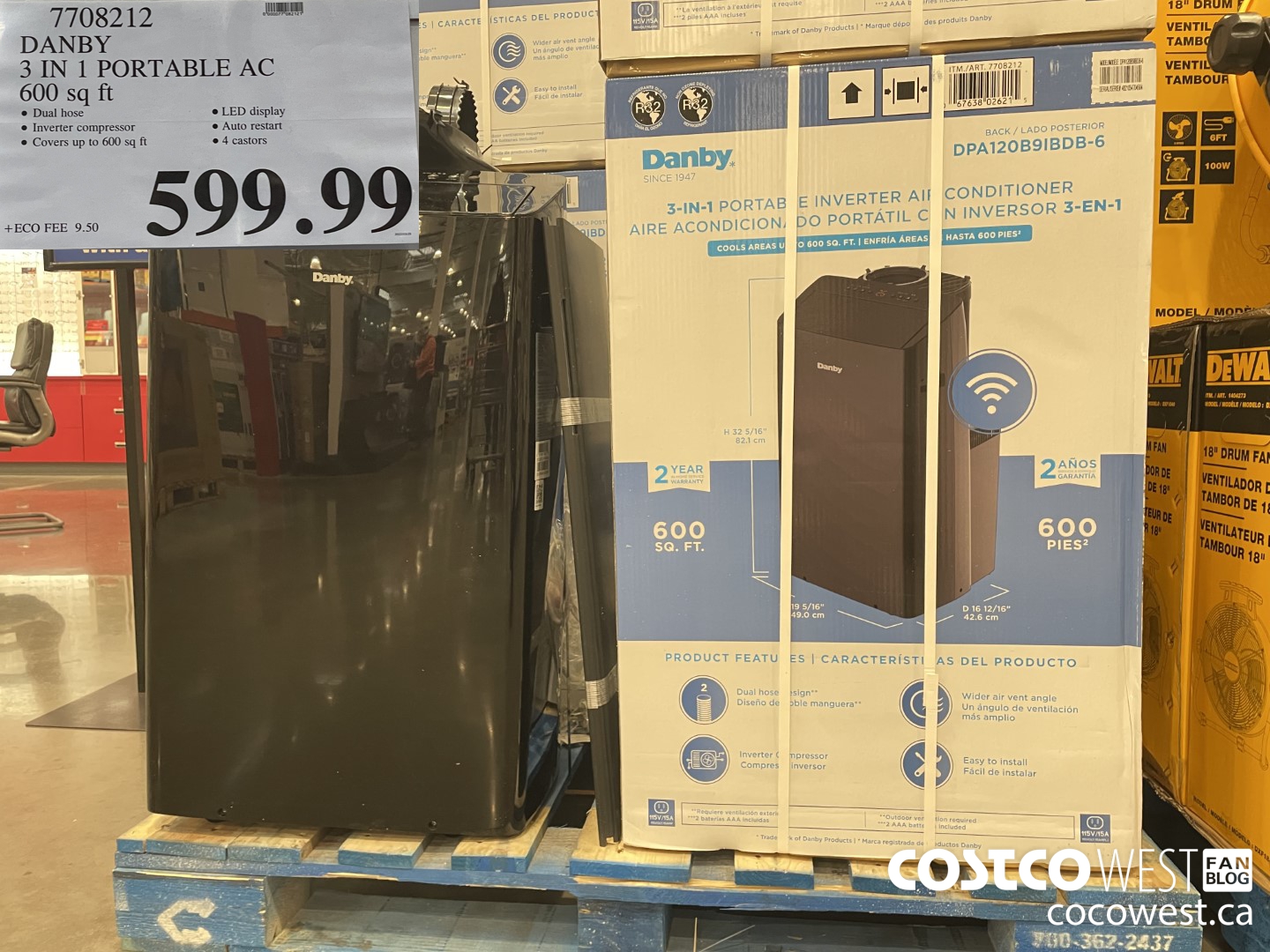 7708212 DANBY 3 IN 1 PORTABLE AC 600 sq ft $599.99