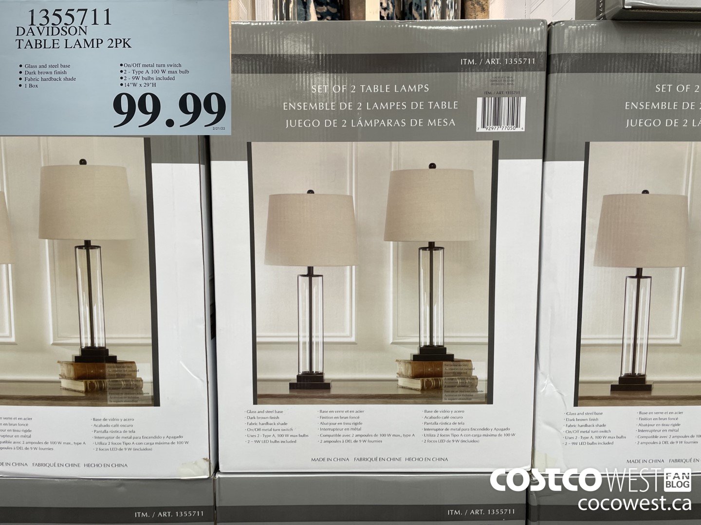 1355711 DAVIDSON TABLE LAMP 2PK $99.99