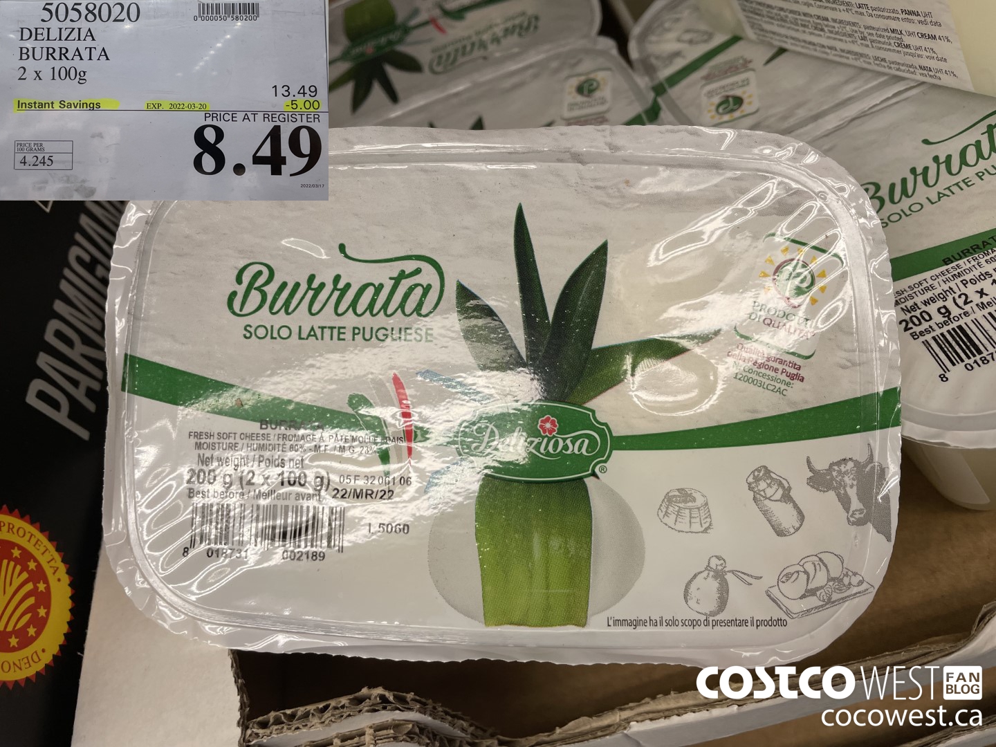 5058020 DELIZIA BURRATA 2 x 100 ($5.00 INSTANT SAVINGS EXPIRES ON 2022-03-20) $8.49