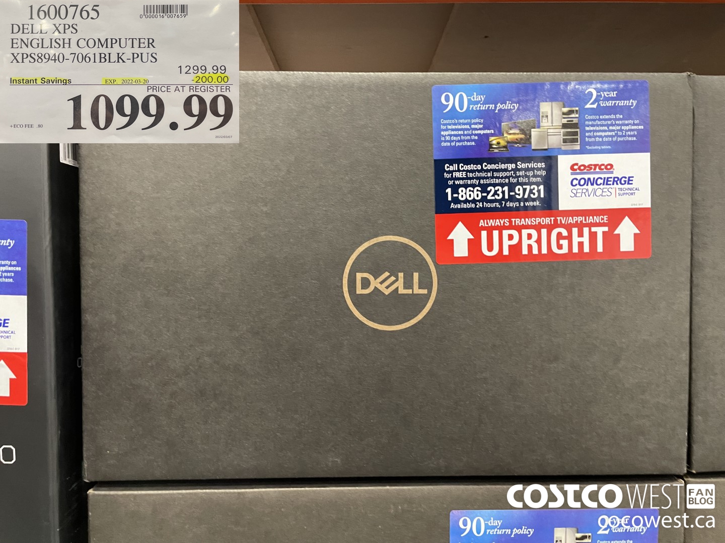 1600765 DELL XPS ENGLISH COMPUTER XPS8940-7061BLK-PUS ($200.00 INSTANT SAVINGS EXPIRES ON 2022-03-20) $1099.99