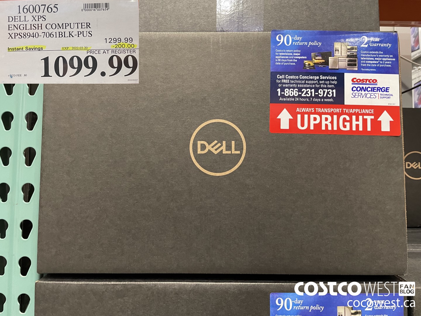 1600765 DELL XPS ENGLISH COMPUTER XPS8940-7061BLK-PUS ($200.00 INSTANT SAVINGS EXPIRES ON 2022-03-20) $1099.99