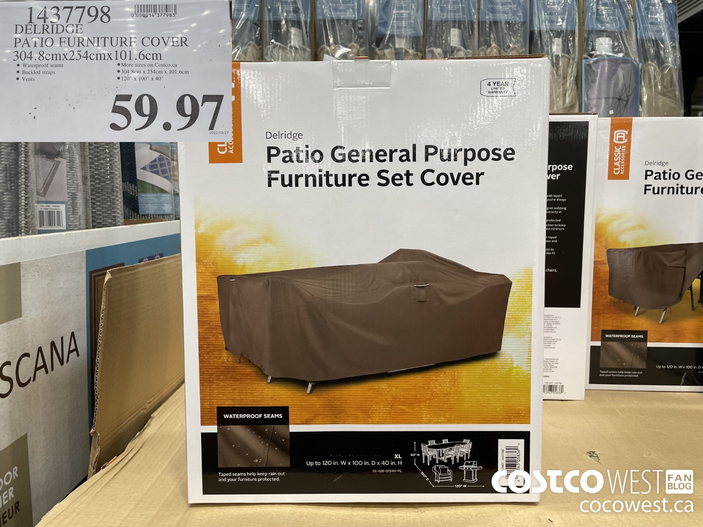 1437798 DELRIDGE PATIO FURNITURE COVER 304.8CMX254CMX101.6CM $59.97