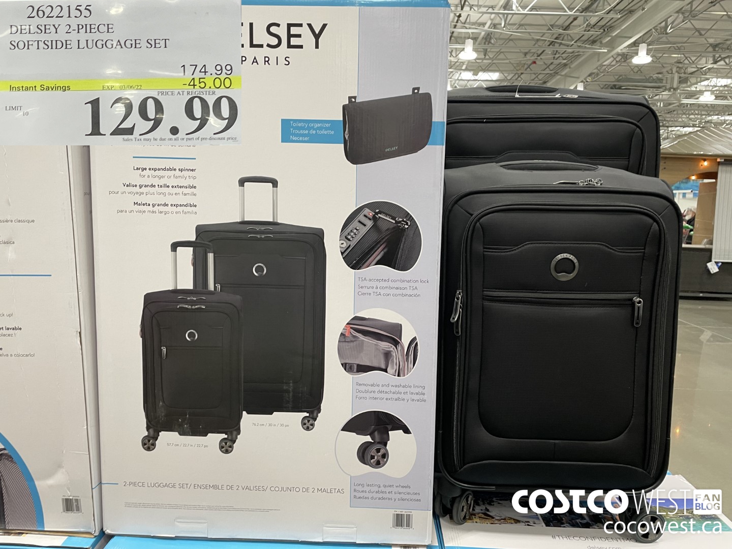 2622155 DELSEY 2-PIECE SOFTSIDE LUGGAGE SET ($45.00 INSTANT SAVINGS EXPIRES ON 2022-03-06) $129.99