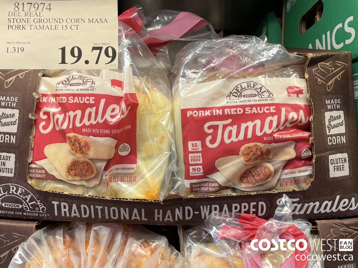 817974 DEL REAL STONE GROUND CORN MASA PORK TAMALE 15 CT  $19.79