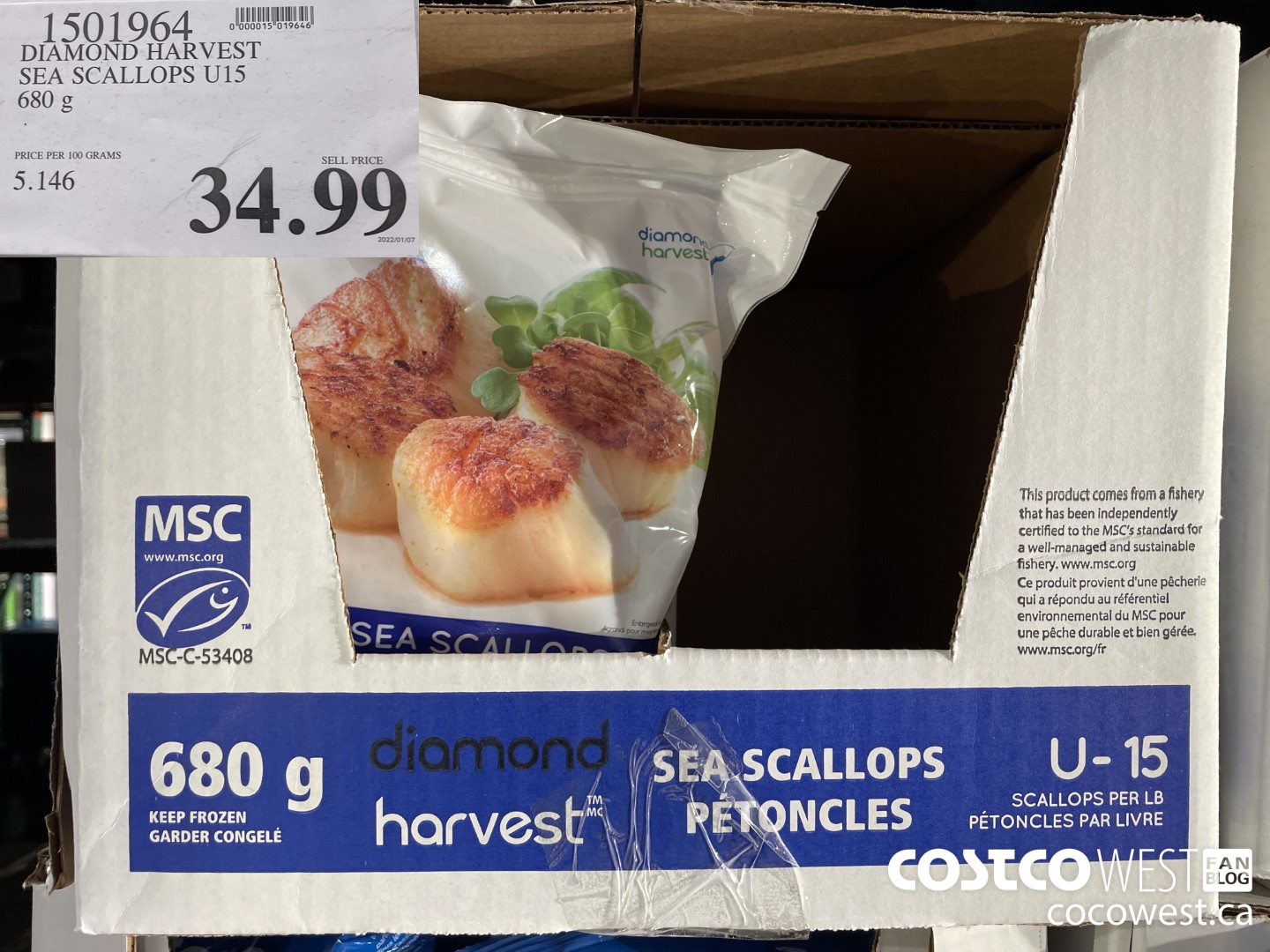 1501964 DIAMOND HARVEST SEA SCALLOPS U15 680 g $34.99