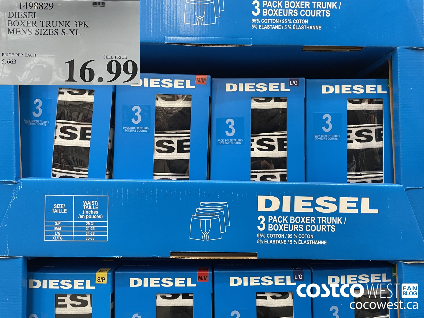 1498829 DIESEL BOXER TRUNK 3PK MENS SIZES S-XL  $16.99