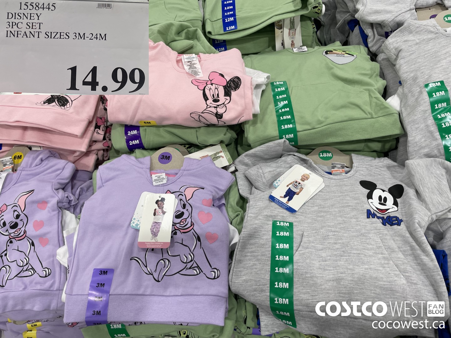 1558445 DISNEY 3PC SET INFANT SIZES 3M-24M  $14.99