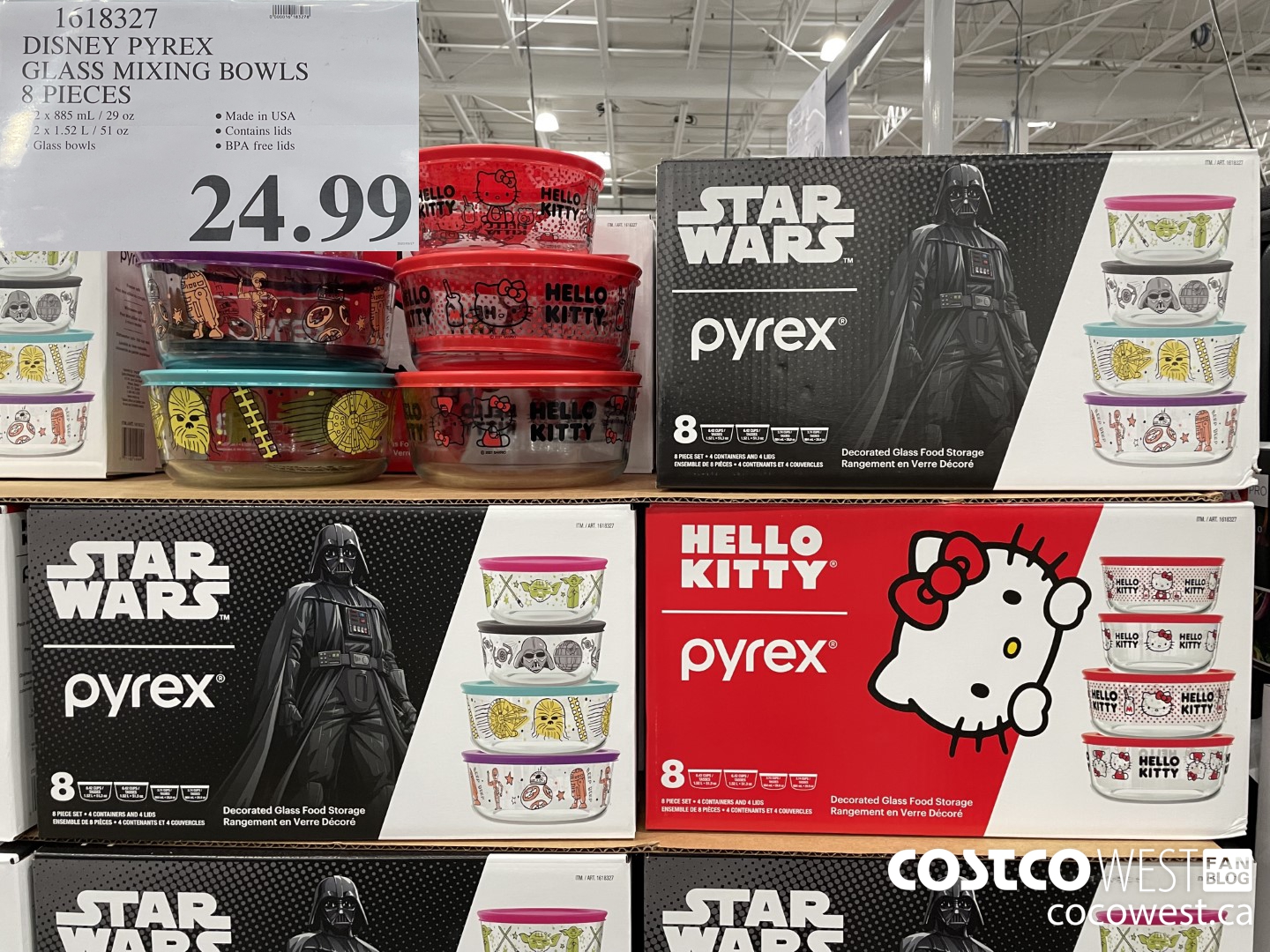 1618327 DISNEY PYREX GLASS MIXING BOWLS 8 PIECES  $24.99