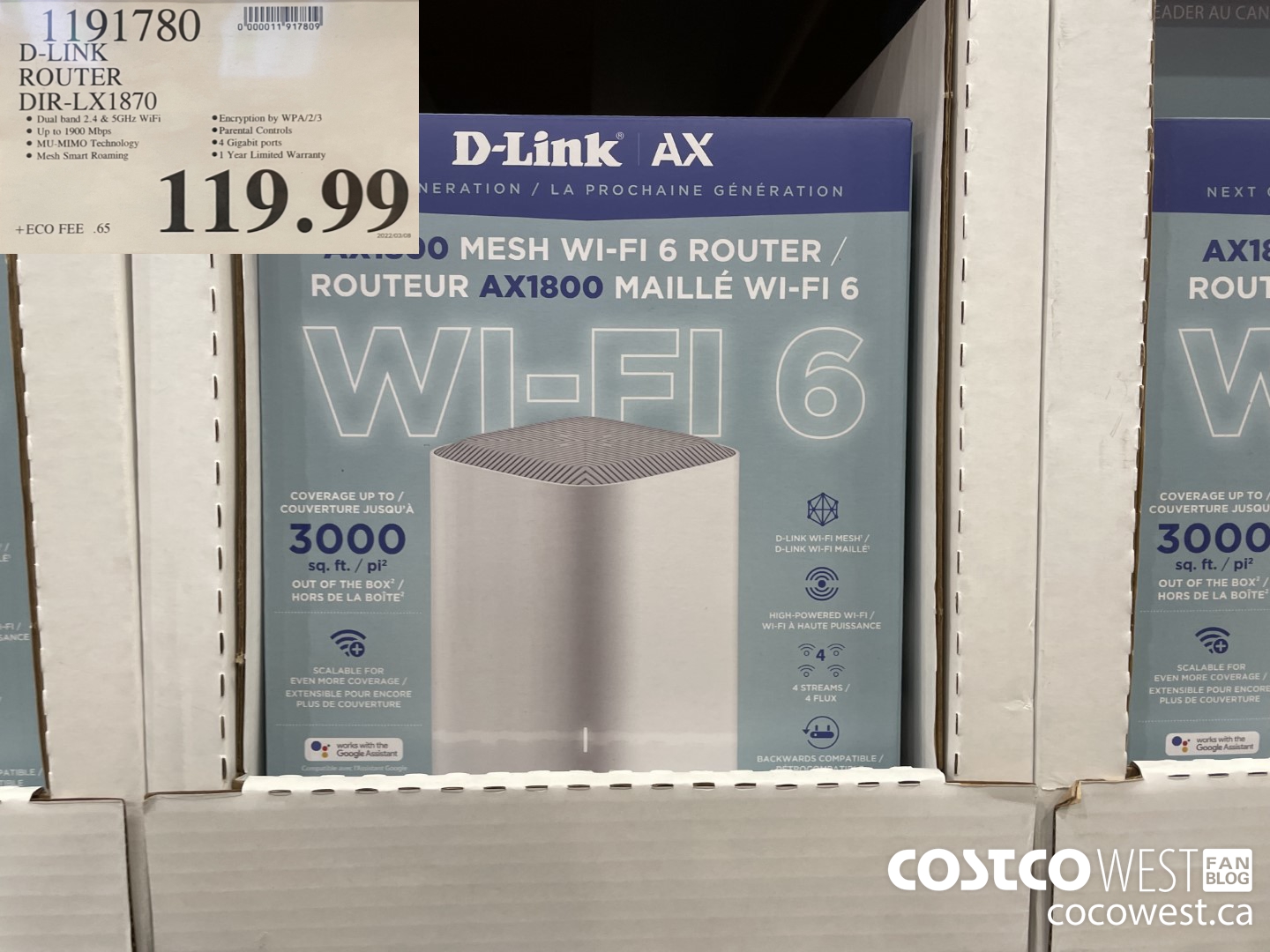 1191780 D-LINK ROUTER DIR-LX1870 $119.99