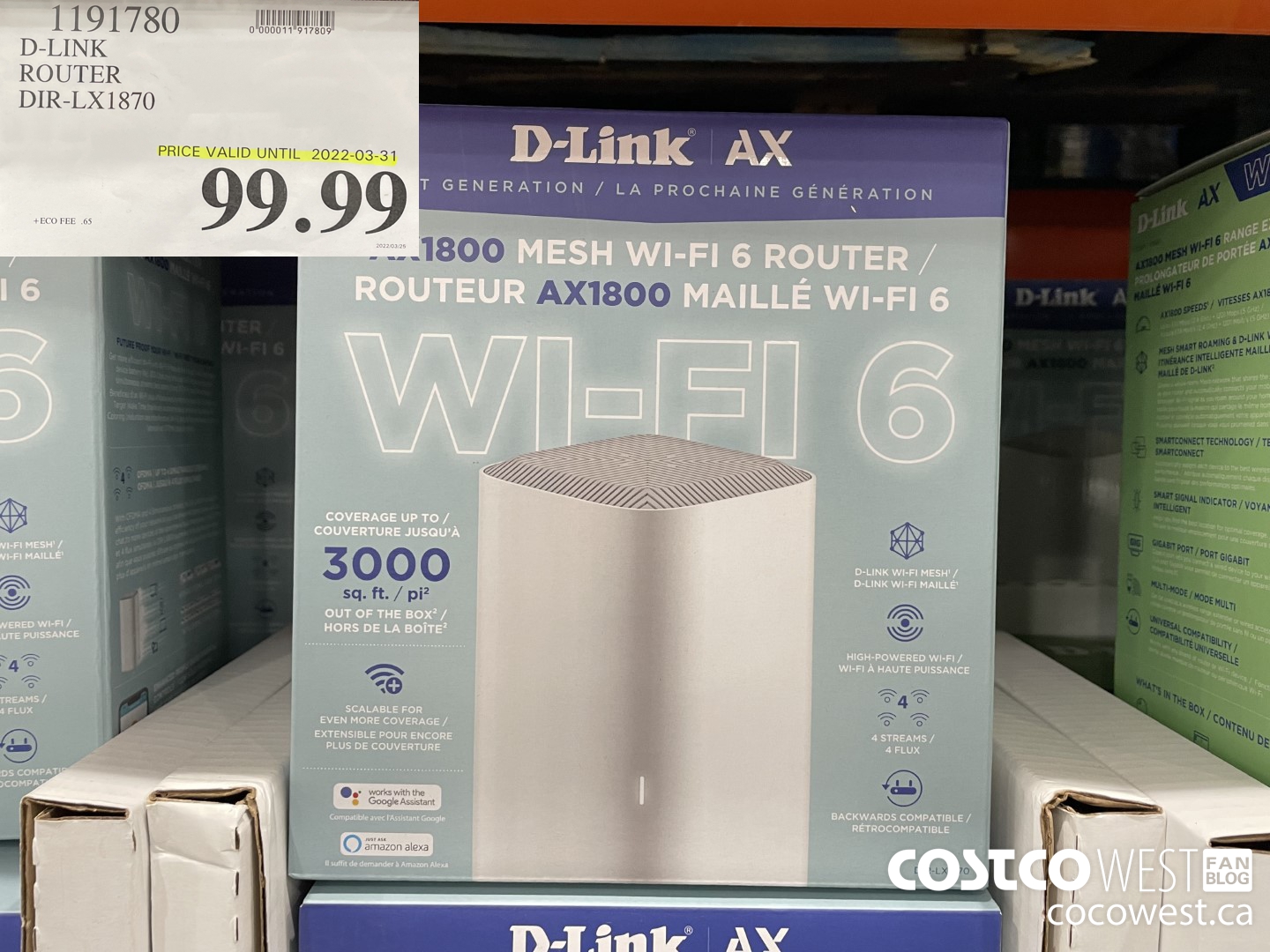 1191780 D-LINK ROUTER DIR-LX1870 (EXPIRES ON 2022-03-31) $99.99