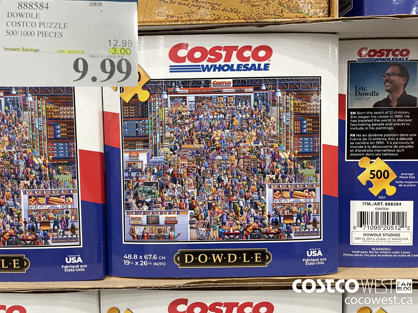 888584 DOWDLE COSTCO PUZZLE 100/500/1000 PIECES ($3.00 INSTANT SAVINGS EXPIRES ON 2022-03-20) $9.99