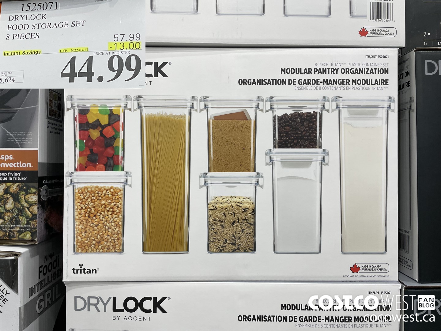 1525071 DRYLOCK FOOD STORAGE SET 8 PIECES ($13.00 INSTANT SAVINGS EXPIRES ON 2022-03-13) $44.99