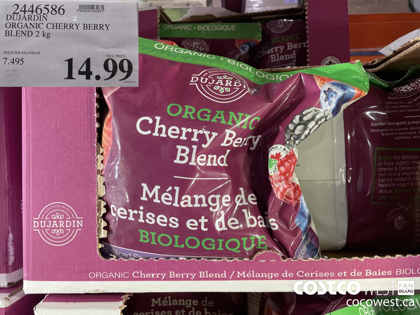 2446586 DUJARDIN ORGANIC CHERRY BERRY BLEND 2 kg $14.99