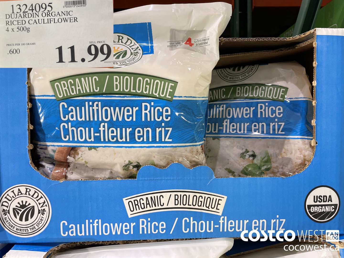 1324095 DUJARDIN ORGANIC RICED CAULIFLOWER 4 x 500g $11.99