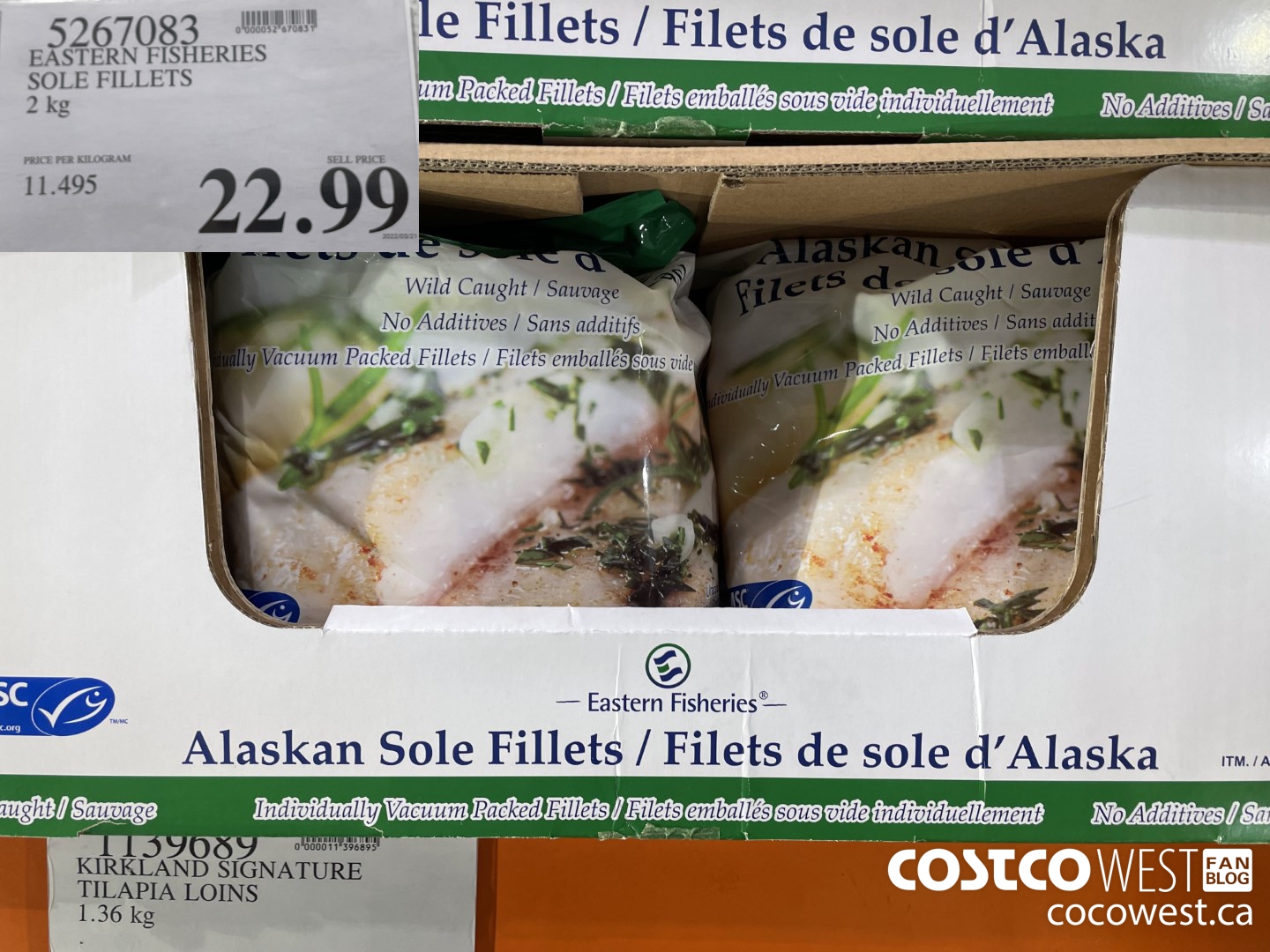 5267083 EASTERN FISHERIES SOLE FILLETS 2 kg  $22.99