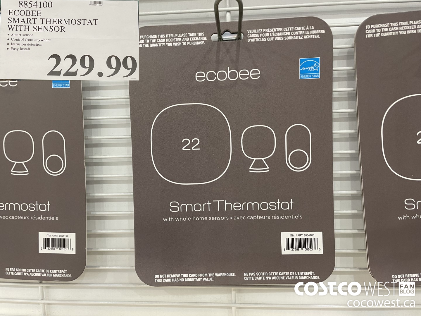 8854100 ECOBEE SMART THERMOSTAT WITH SENSOR $229.99